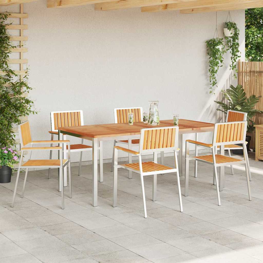 Garden Dining Set 7 pcs Brown Solid teak wood